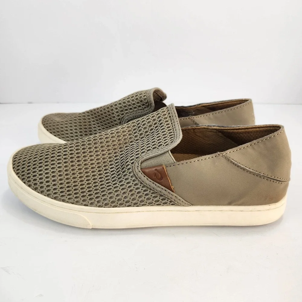 Olukai Pehuea Women's Casual Comfy Breathable  Slip-On Taupe Sneakers‎ Size 8.5